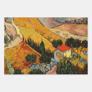 Vincent van Gogh - Landscape, House and Ploughman Wrapping Paper Sheet