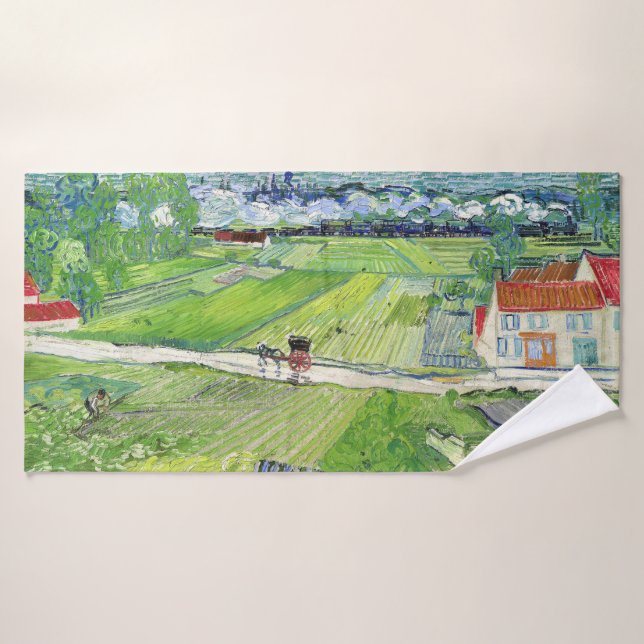 Vincent van Gogh - Landscape with Carriage & Train Bath Towel Set (Bath Towel)