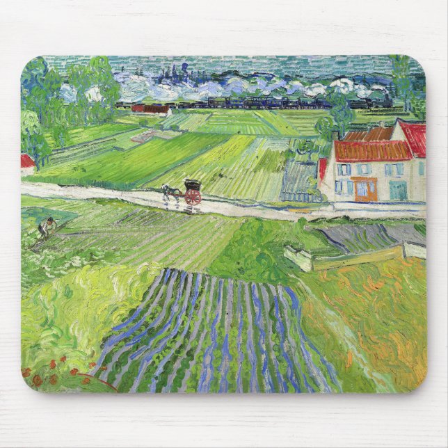 Vincent van Gogh - Landscape with Carriage & Train Mouse Pad (Front)