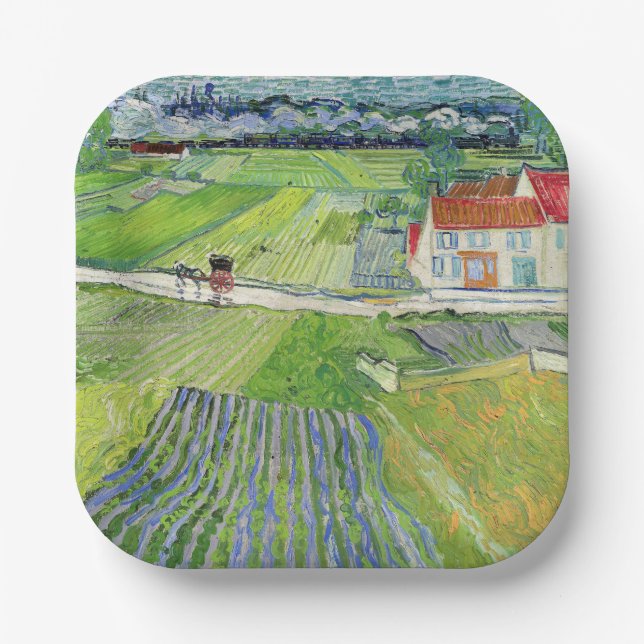 Vincent van Gogh - Landscape with Carriage & Train Paper Plate (Front)