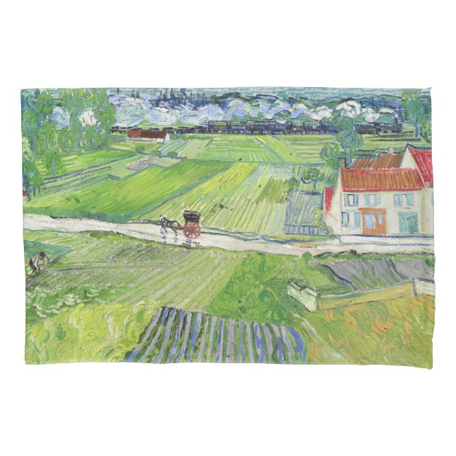Vincent van Gogh - Landscape with Carriage & Train Pillowcase (Front)