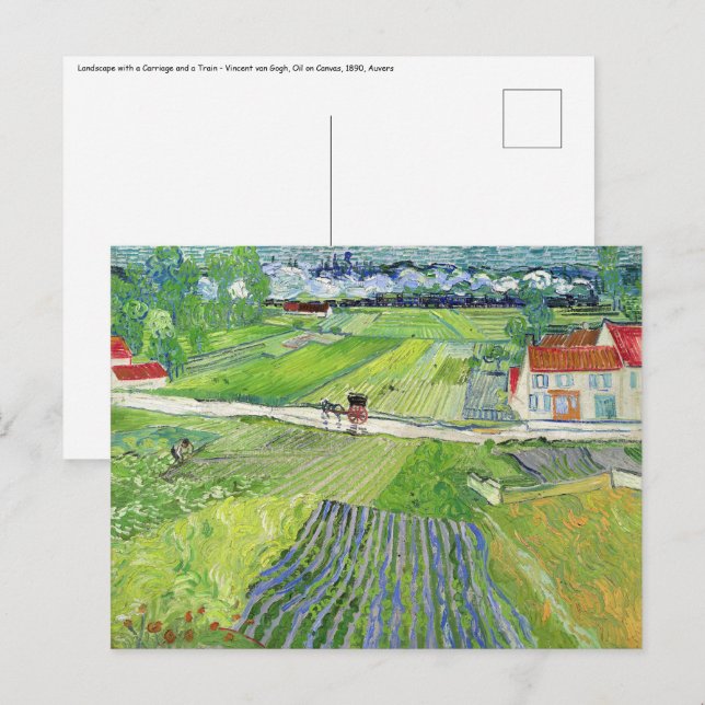 Vincent van Gogh - Landscape with Carriage & Train Postcard (Front/Back)