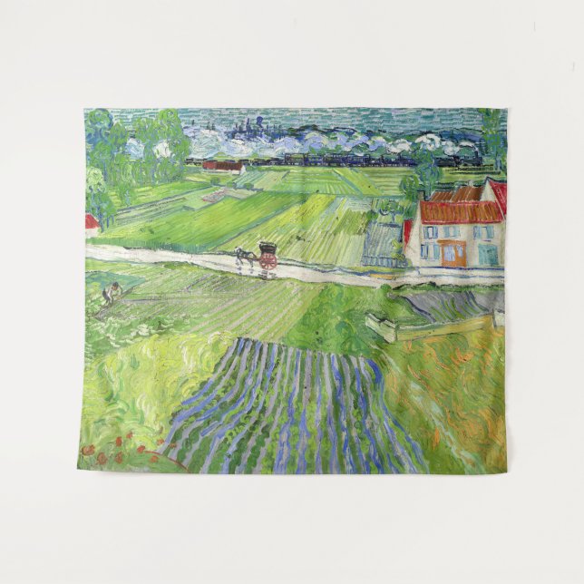 Vincent van Gogh - Landscape with Carriage & Train Tapestry (Front (Horizontal))