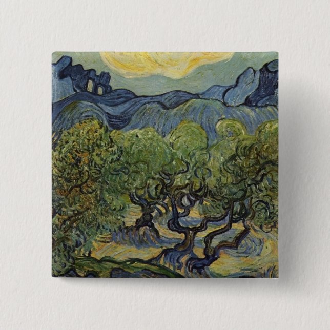 Vincent van Gogh - Landscape with Olive Trees 2 Inch Square Button (Front)