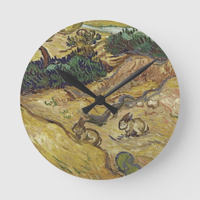 Vincent van Gogh - Landscape with Rabbits Round Clock (Front)