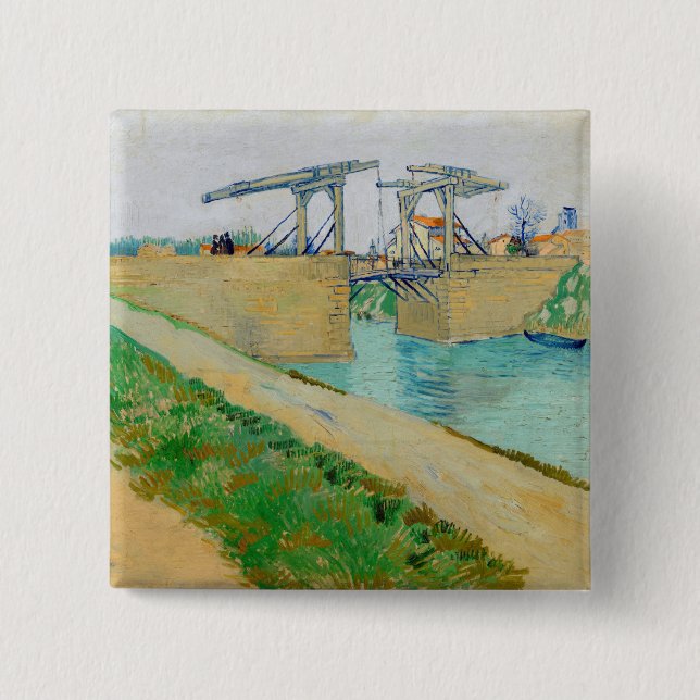 Vincent van Gogh - Langlois Bridge at Arles #2 2 Inch Square Button (Front)