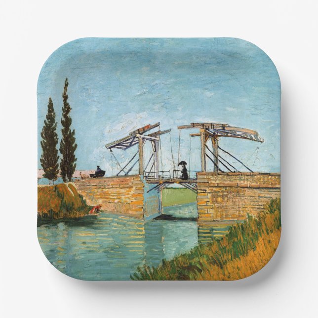 Vincent van Gogh - Langlois Bridge at Arles #3 Paper Plate (Front)