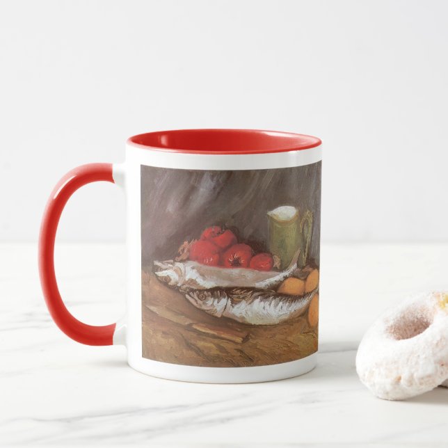 Vincent van Gogh - Mackerels, Lemons and Tomatoes Mug (With Donut)