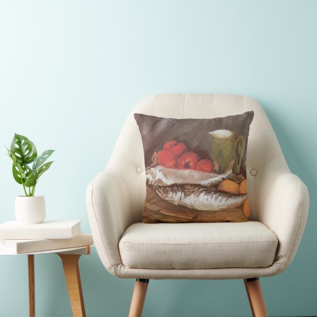 Vincent van Gogh - Mackerels, Lemons and Tomatoes Throw Pillow (Chair)
