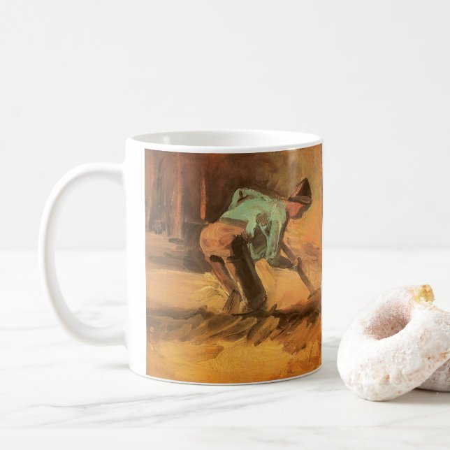 Vincent van Gogh - Man Stooping w Stick or Spade Coffee Mug (With Donut)
