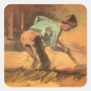 Vincent van Gogh - Man Stooping w Stick or Spade Square Sticker