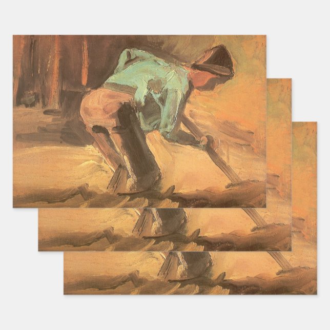 Vincent van Gogh - Man Stooping w Stick or Spade Wrapping Paper Sheet (Set)