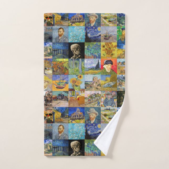 Vincent van Gogh - Masterpieces Mosaic Patchwork Bath Towel Set (Hand Towel)