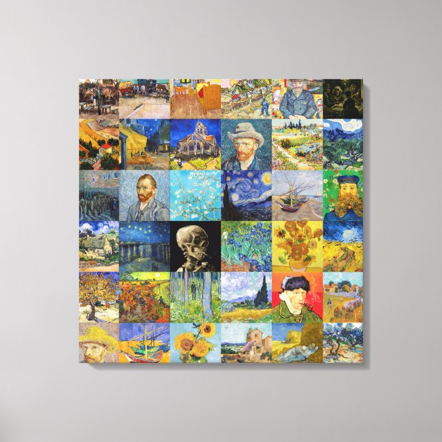 Vincent van Gogh - Masterpieces Mosaic Patchwork Canvas Print (Front)