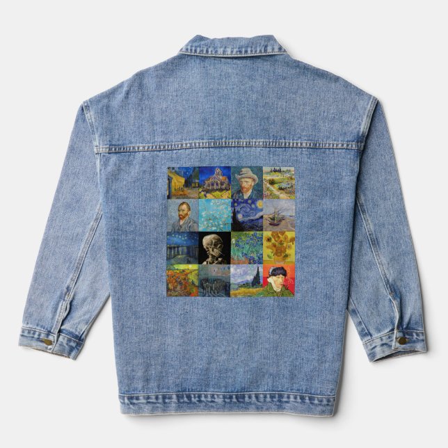 Vincent van Gogh - Masterpieces Mosaic Patchwork Denim Jacket (Back)