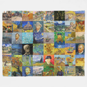 Vincent van Gogh - Masterpieces Mosaic Patchwork Fleece Blanket