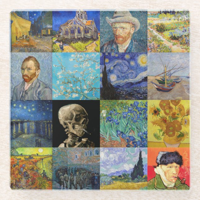 Vincent van Gogh - Masterpieces Mosaic Patchwork Glass Coaster (Front)
