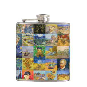 Vincent van Gogh - Masterpieces Mosaic Patchwork Hip Flask