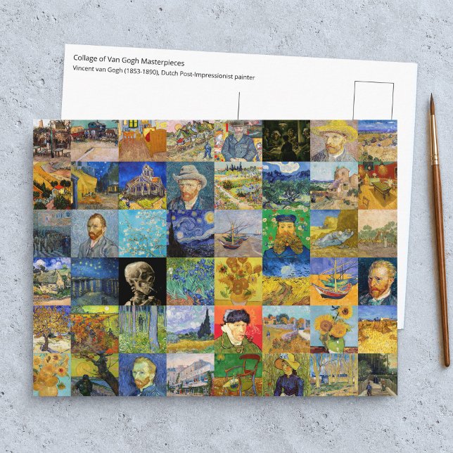 Vincent van Gogh - Masterpieces Mosaic Patchwork Postcard (Creator Uploaded)