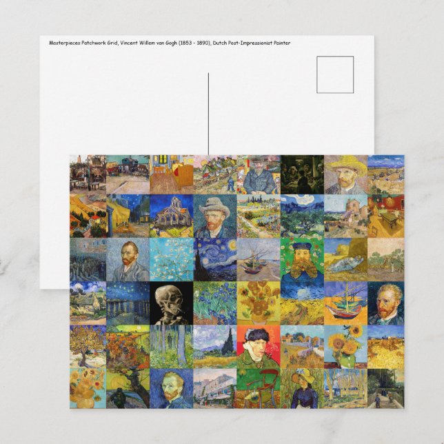 Vincent van Gogh - Masterpieces Mosaic Patchwork Postcard (Front/Back)