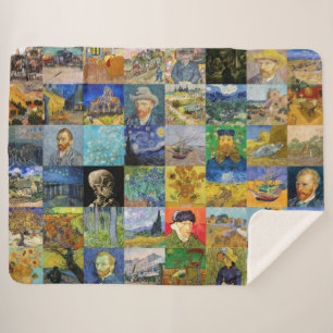 Vincent van Gogh - Masterpieces Mosaic Patchwork Sherpa Blanket