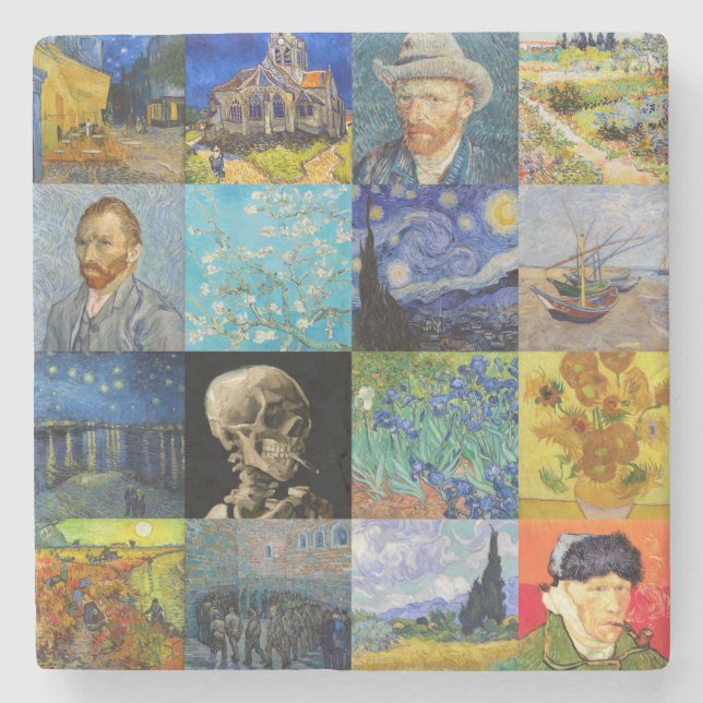 Vincent van Gogh - Masterpieces Mosaic Patchwork Stone Coaster (Front)
