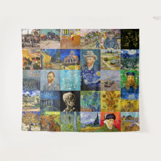 Vincent van Gogh - Masterpieces Mosaic Patchwork Tapestry (Front (Horizontal))