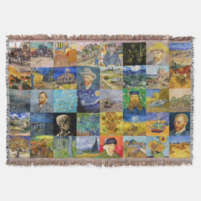 Vincent van Gogh - Masterpieces Mosaic Patchwork Throw Blanket (Front)