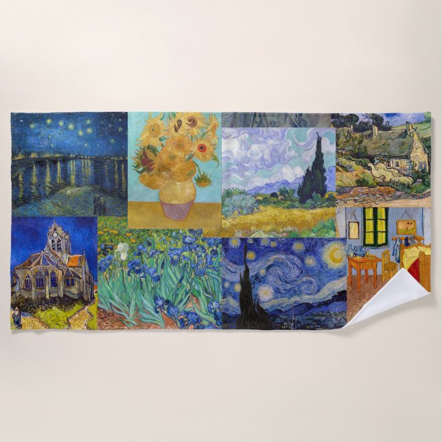 Vincent Van Gogh - Masterpieces Patchwork Beach Towel (Front)