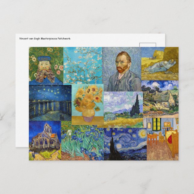 Vincent Van Gogh - Masterpieces Patchwork Postcard (Front/Back)