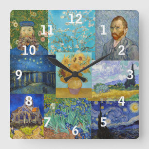 Vincent Van Gogh - Masterpieces Patchwork Square Wall Clock