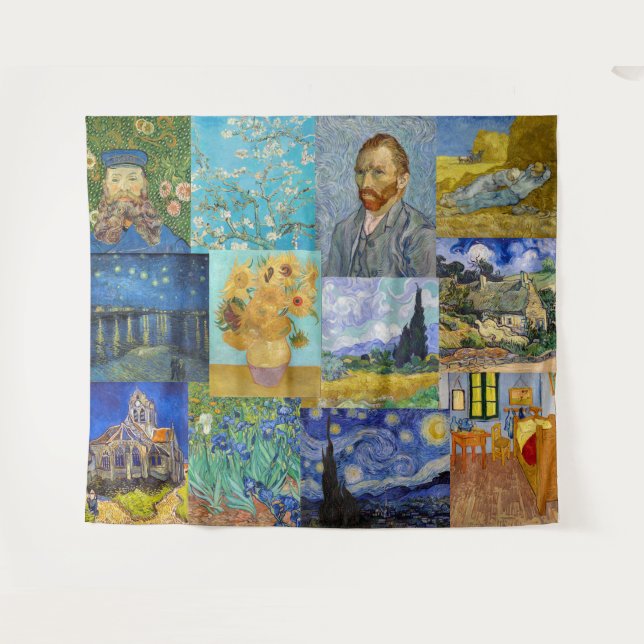 Vincent Van Gogh - Masterpieces Patchwork Tapestry (Front (Horizontal))