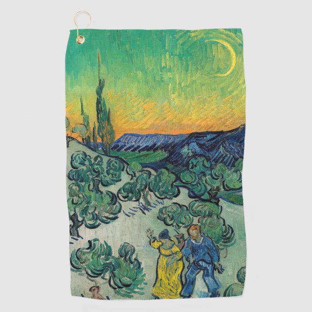 Vincent van Gogh - Moonlit Landscape with Couple Golf Towel (Front)