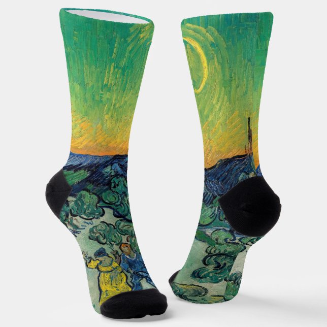 Vincent van Gogh - Moonlit Landscape with Couple Socks (Angled)