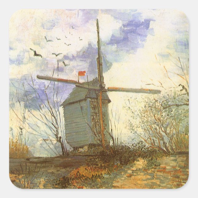 Vincent van Gogh - Moulin de la Galette, Windmill Square Sticker (Front)
