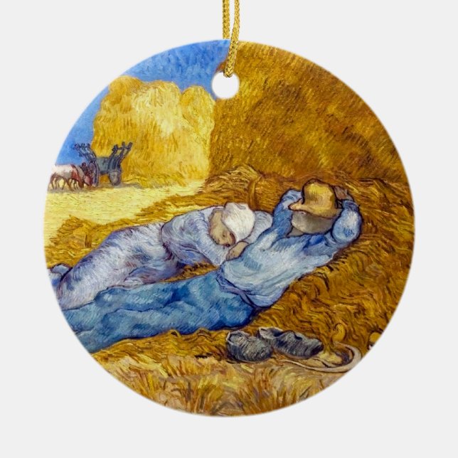 Vincent Van Gogh - Noon Rest From Work - Fine Art Ceramic Ornament (Front)