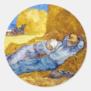 Vincent Van Gogh - Noon Rest From Work - Fine Art Classic Round Sticker