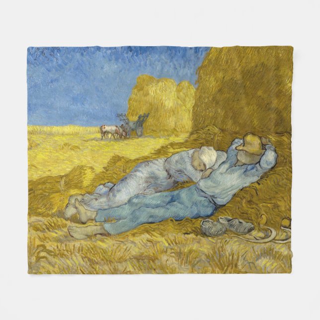 Vincent Van Gogh - Noon, Rest from work / Siesta Fleece Blanket (Front (Horizontal))