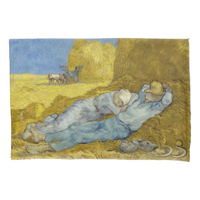 Vincent Van Gogh - Noon, Rest from work / Siesta Pillowcase (Front)