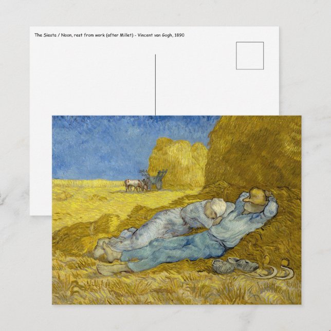 Vincent Van Gogh - Noon, Rest from work / Siesta Postcard (Front/Back)