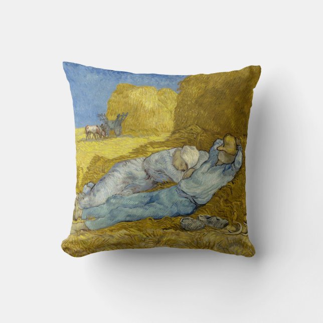 Vincent Van Gogh - Noon, Rest from work / Siesta Throw Pillow (Front)