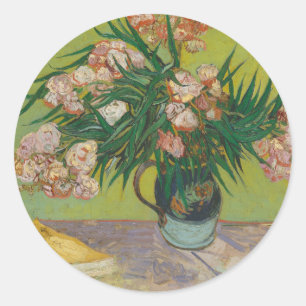 Vincent Van Gogh Oleander flower painting Classic Round Sticker