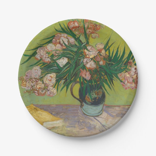 Vincent Van Gogh Oleander flower painting Paper Plate (Front)
