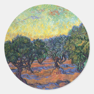 Vincent Van Gogh Olive Grove Impressionism Art Classic Round Sticker