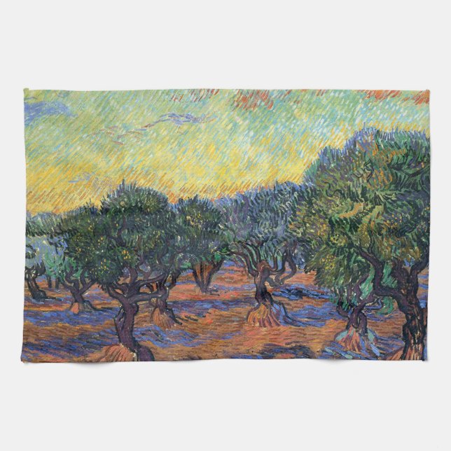 Vincent Van Gogh Olive Grove Impressionism Art Kitchen Towel (Horizontal)