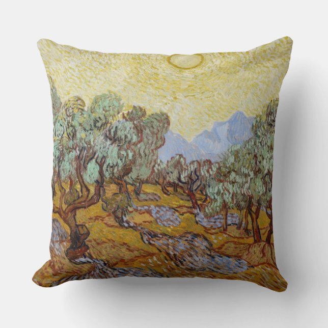Vincent van Gogh | Olive Trees, 1889 Throw Pillow (Front)