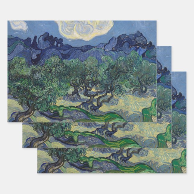 Vincent van Gogh - Olive Trees, Alpilles Mountains Wrapping Paper Sheet (Set)