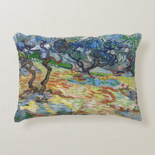 Vincent van Gogh - Olive Trees: Bright blue sky Accent Pillow