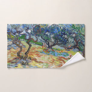 Vincent van Gogh - Olive Trees: Bright blue sky Bath Towel Set