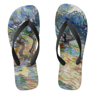 Vincent van Gogh - Olive Trees: Bright blue sky Flip Flops